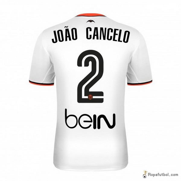 Camiseta Valencia Replica Primera Ropa Cancelo Joao 2016/17 Blanco